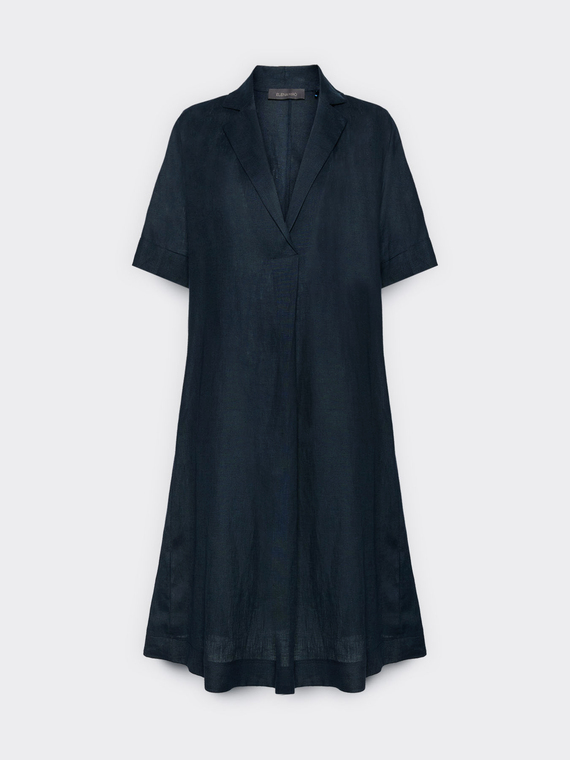 Hemdblusenkleid aus Leinen mit kurzen &Auml;rmeln