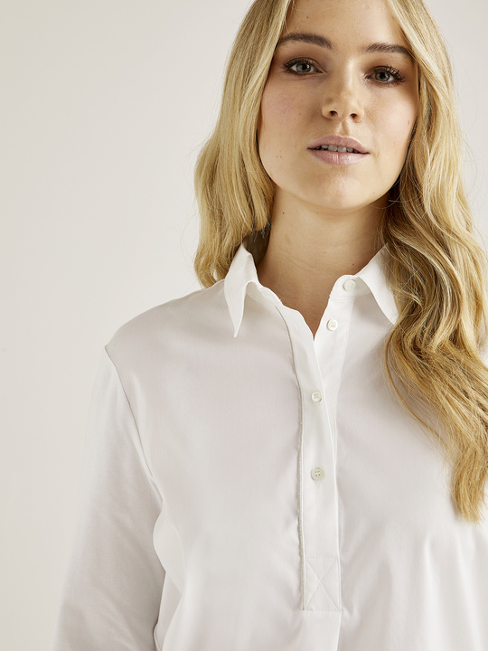 Elenamiro&nbsp;: Chemise en deux tissus Blanc_1