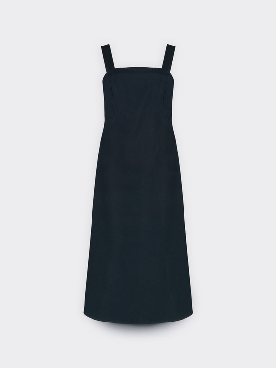Long mixed cotton satin dress