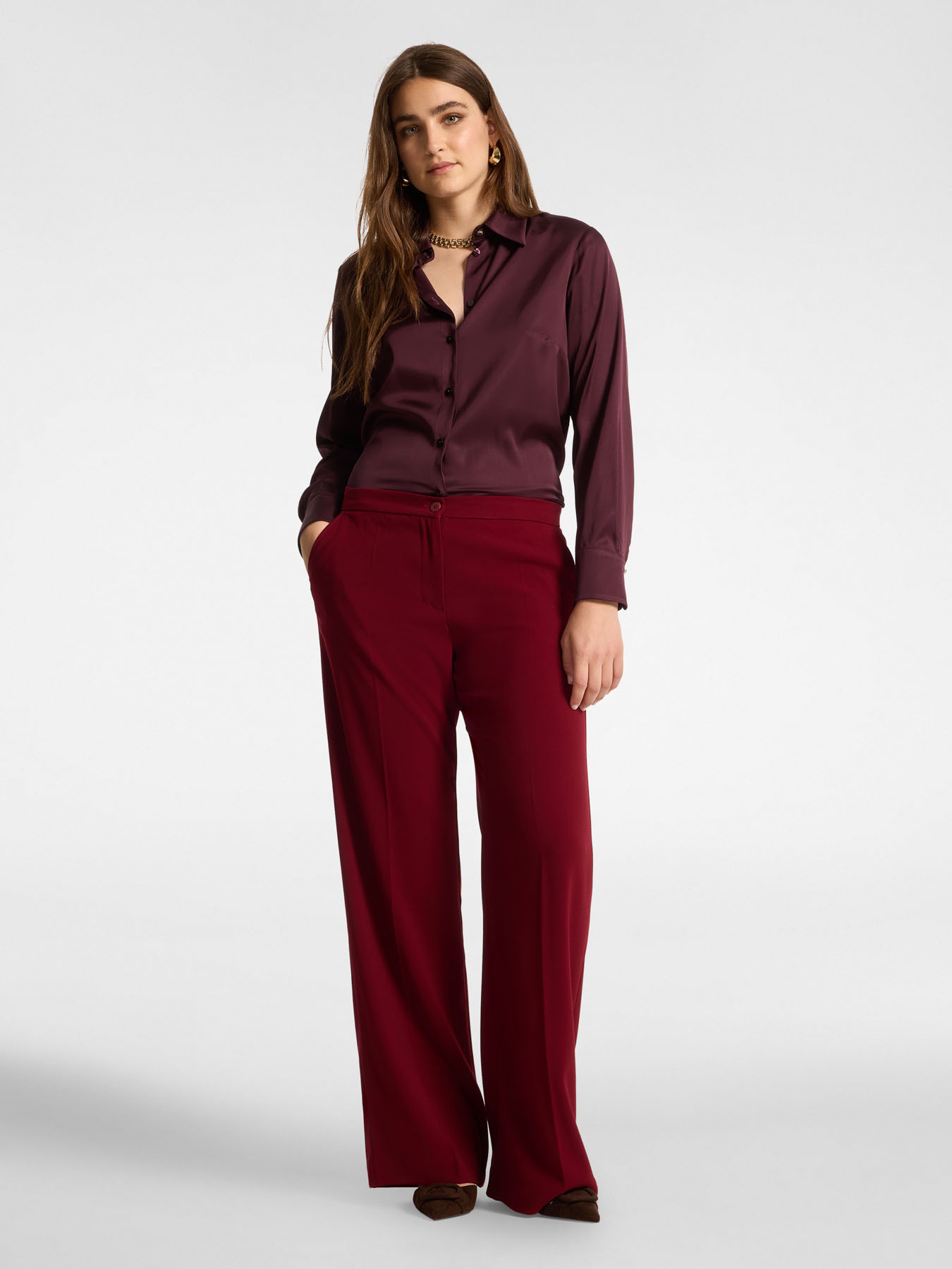 Stretch viscose satin shirt image number 2