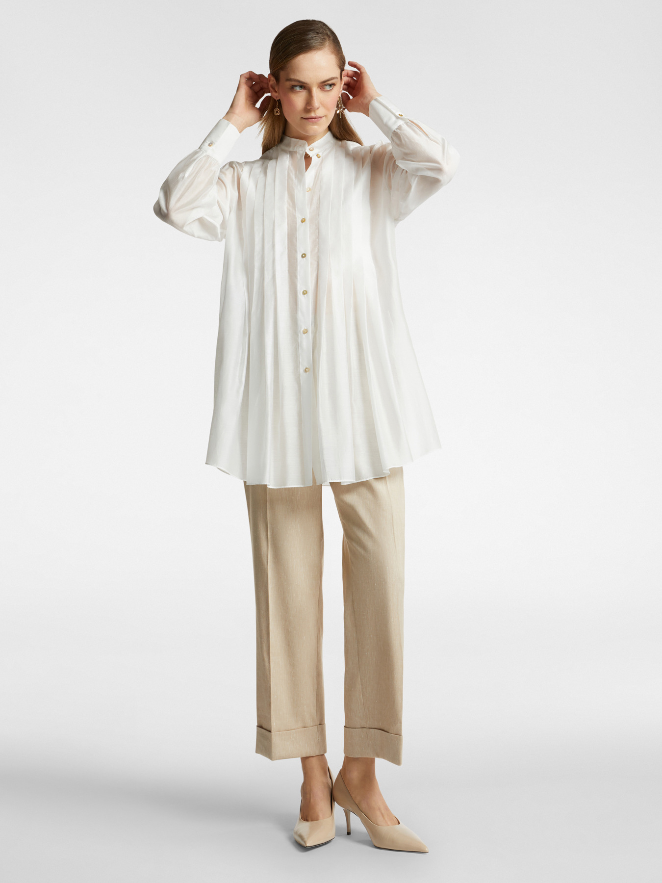 Camisa comprida com pregas image number 2