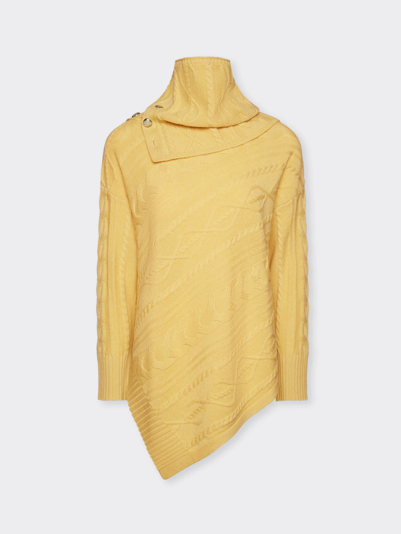 Maglia asimmetrica a trecce in lana