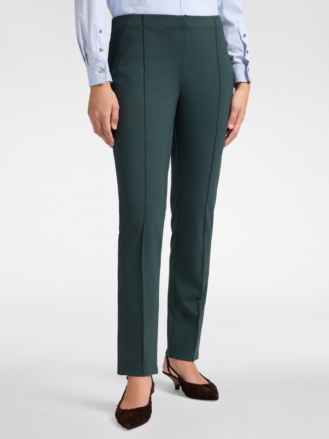 Slim-fit trousers in Milanese stitch image number 2