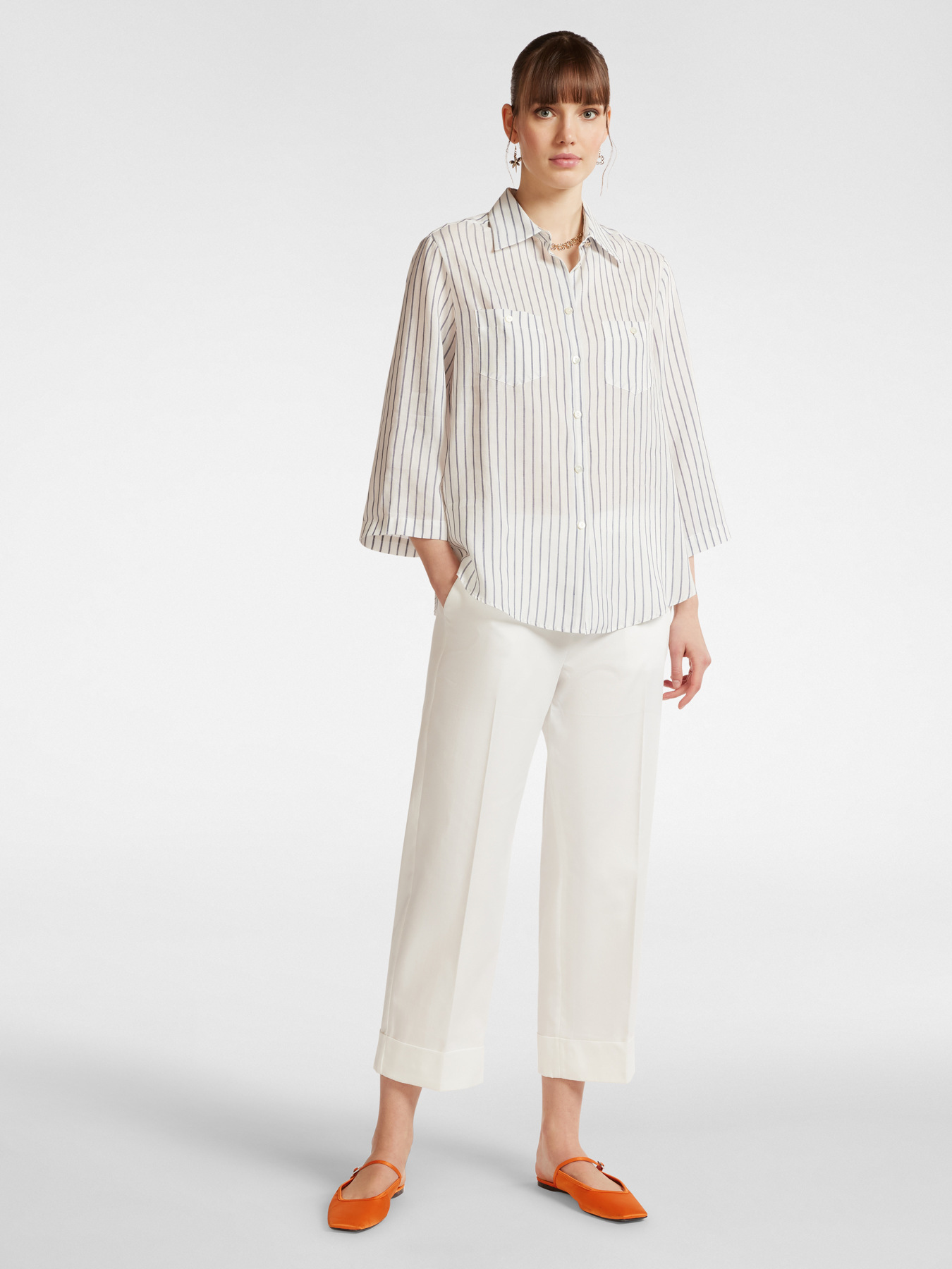 Striped shirt with breast pockets image number 2