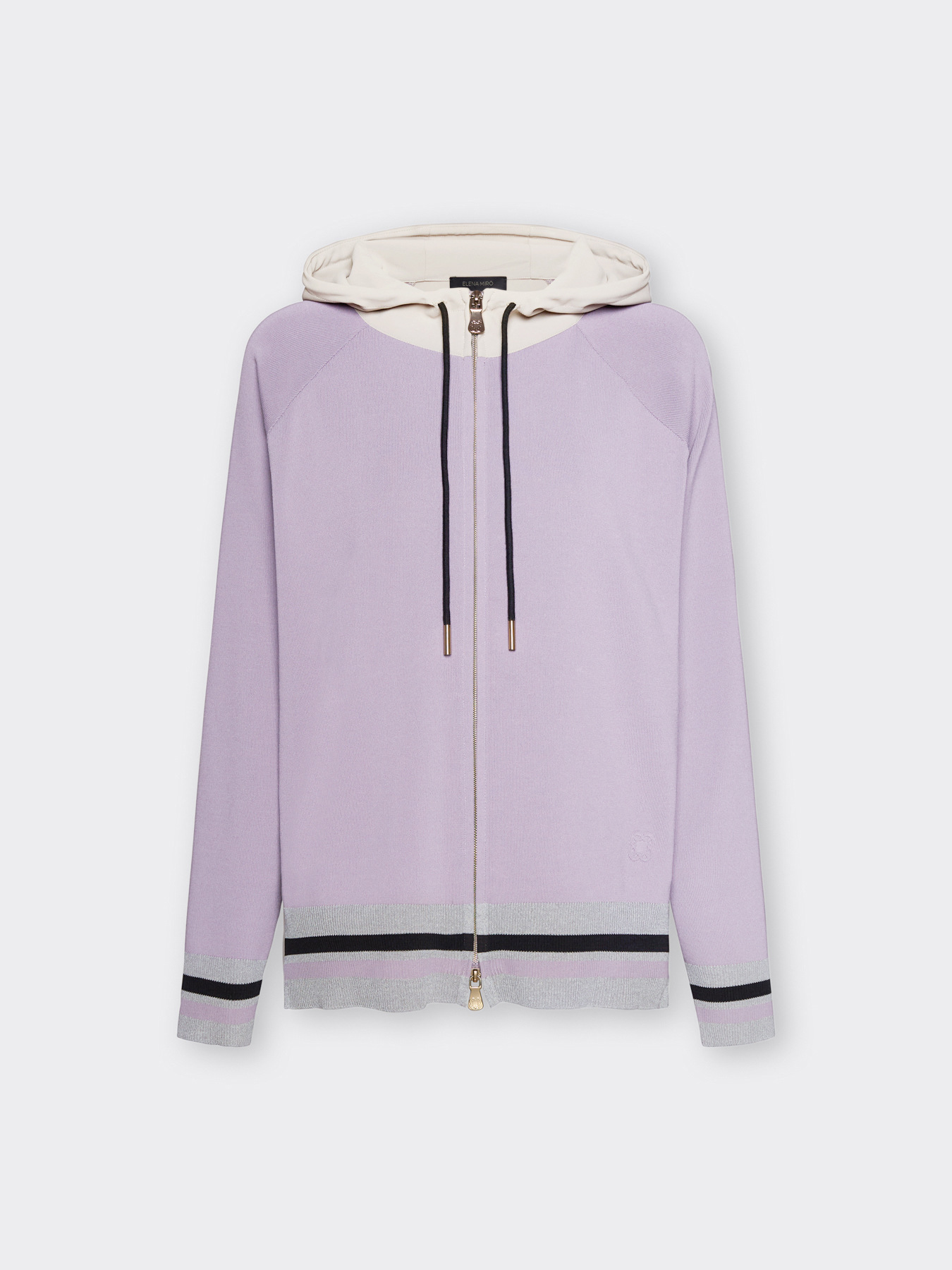 Hooded zip-up viscose blend cardigan image number 4