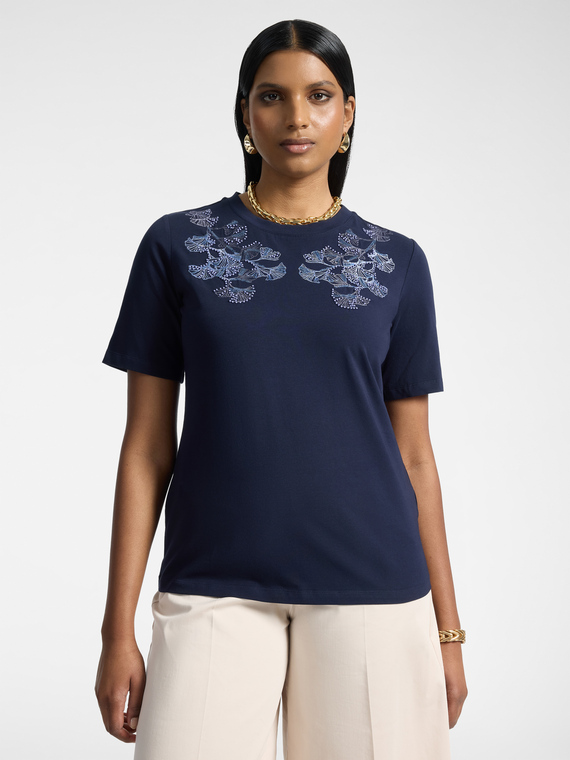 T-Shirt mit Blumenstickerei