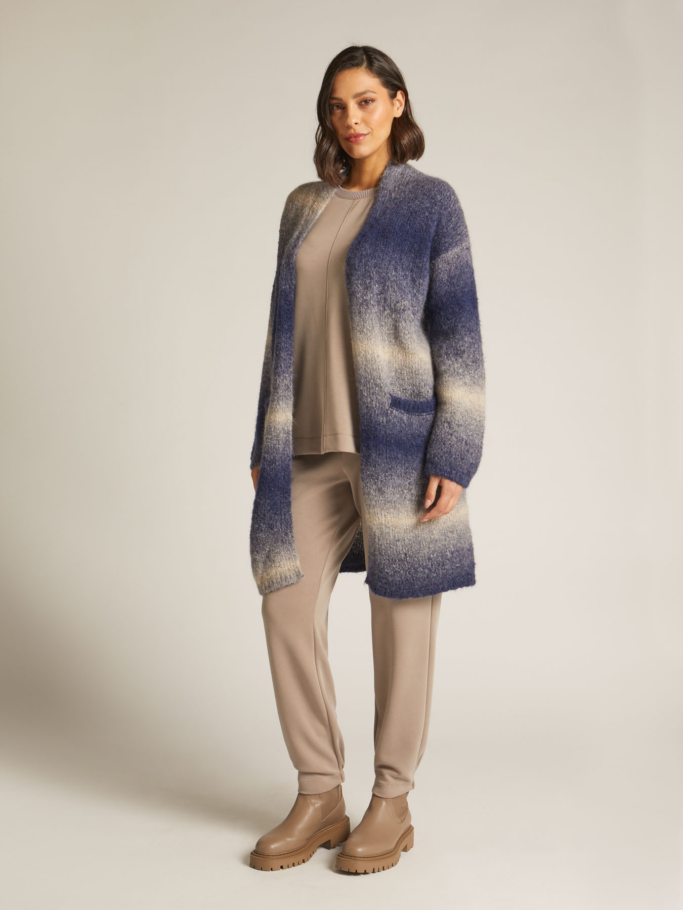 Ombre effect knit coat image number 0