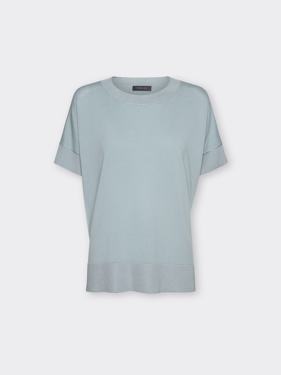 Short-sleeved viscose blend top