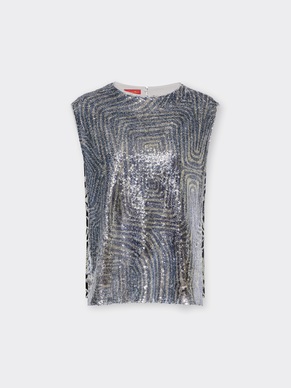 Top en tulle &agrave; paillettes