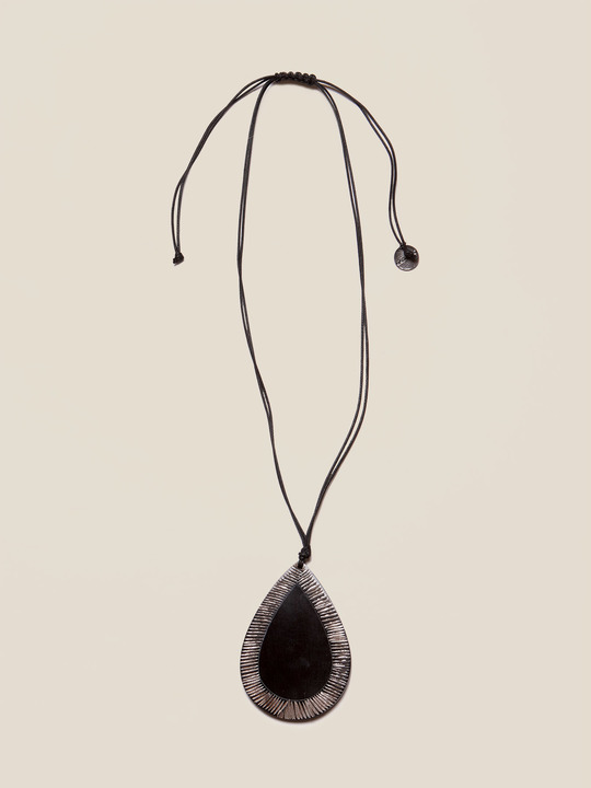 Elenamiro&nbsp;: Sautoir avec pendentif en forme de goutte Marron_1