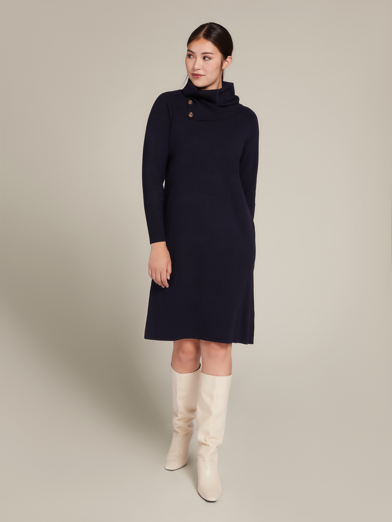 Abito in maglia di eco viscosa con collo staccabile image number 2