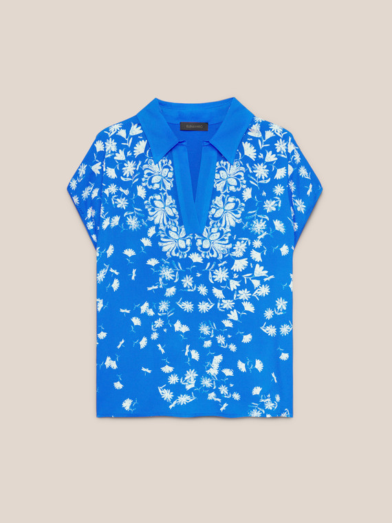 T-Shirt mit floralem Placed-Print