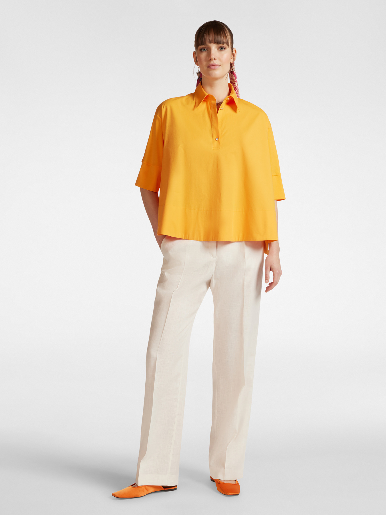 Oversize-Bluse aus zwei Stoffen image number 2