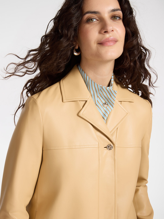 Boxy jacket in coated fabric