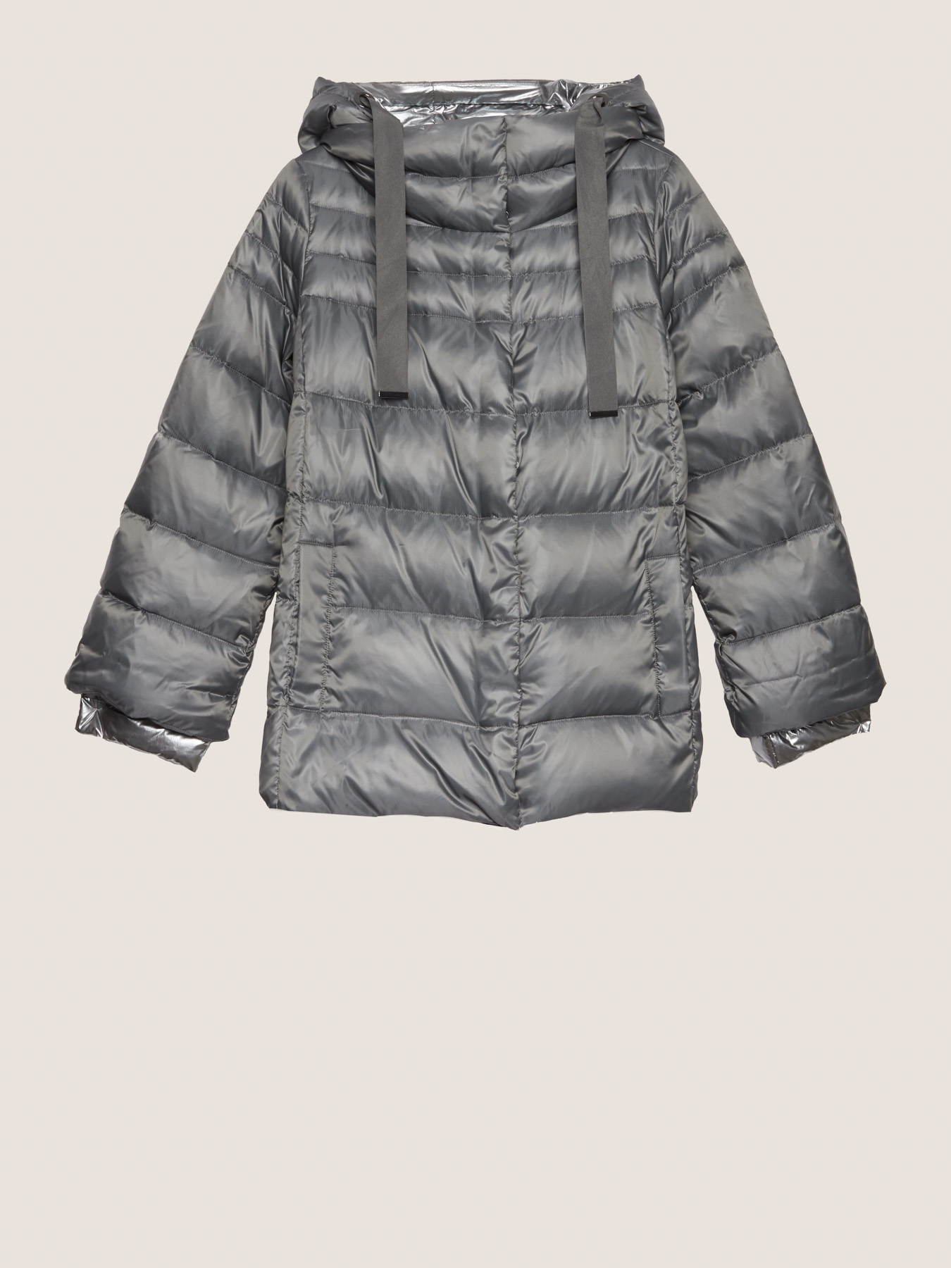 CASACO ACOLCHOADO COM PENA VERDADEIRA COM PARTES LAMINADAS image number 4