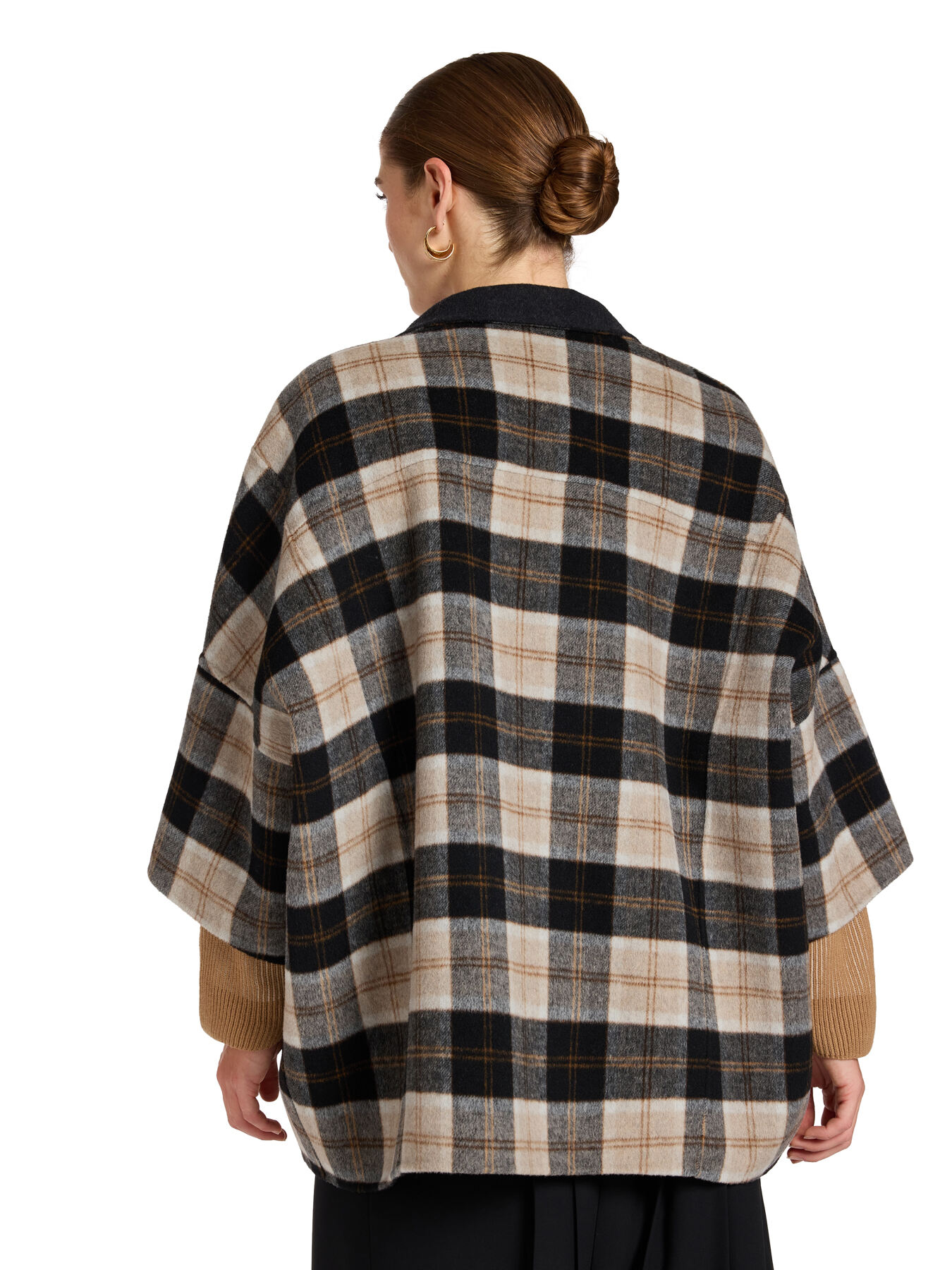 Wool-blend double check cape image number 1