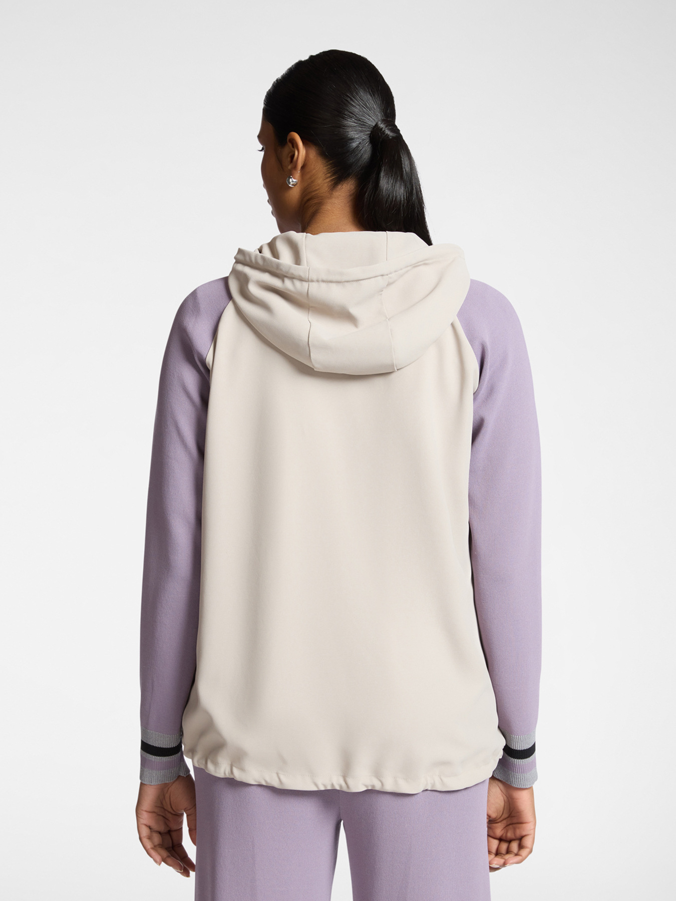 Viscose blend cardigan with hood and zip image number 1