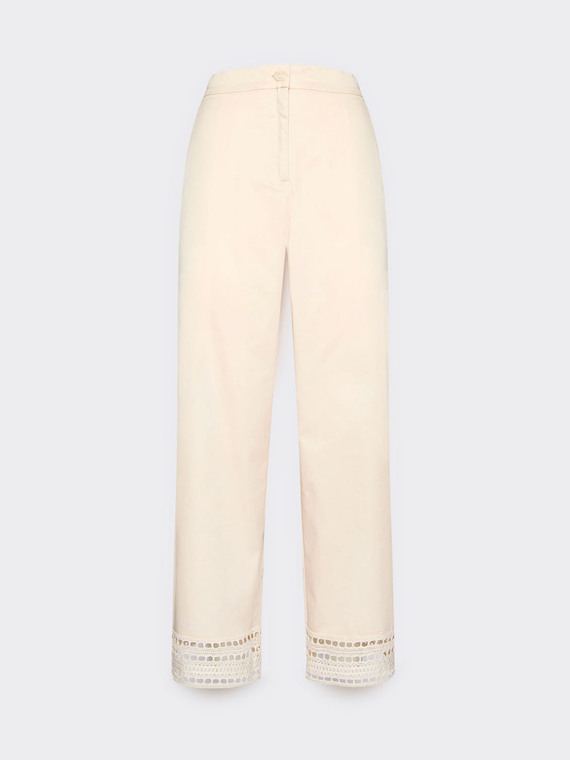 Mixed cotton trousers with lace