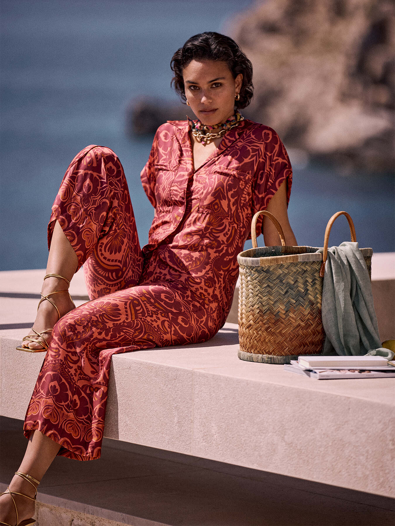 Pantalon cache-maillot imprim&eacute; image number 0