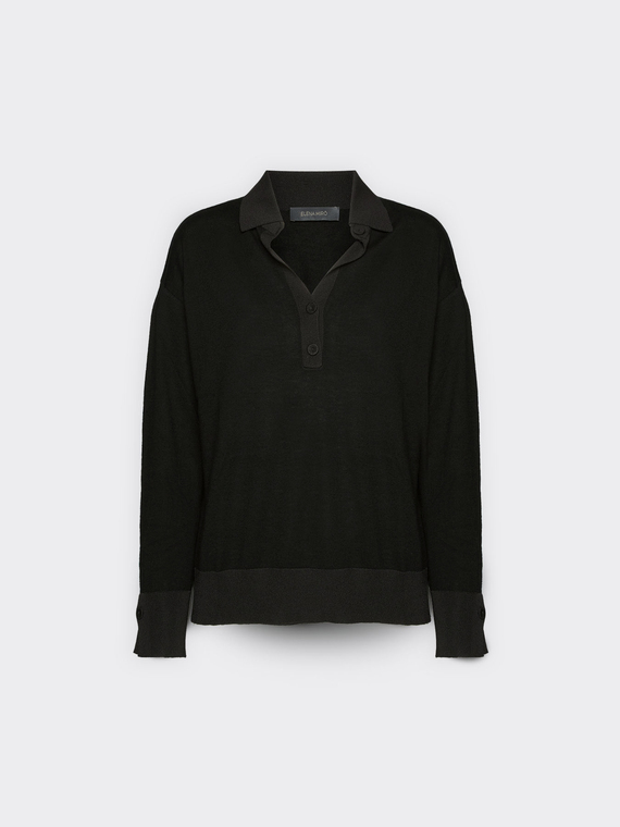 Pure wool polo sweater