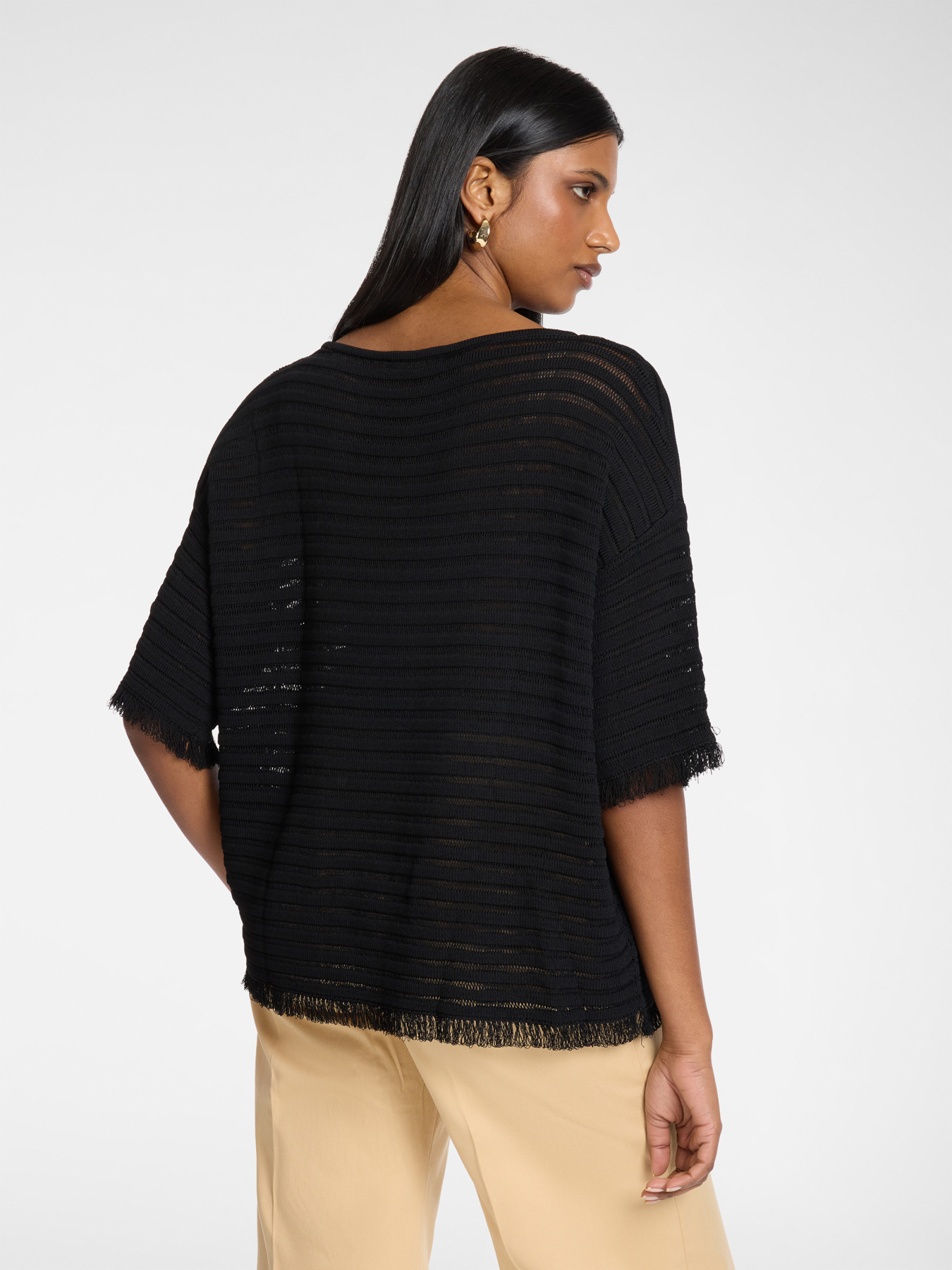 Striped openwork sweater image number 1