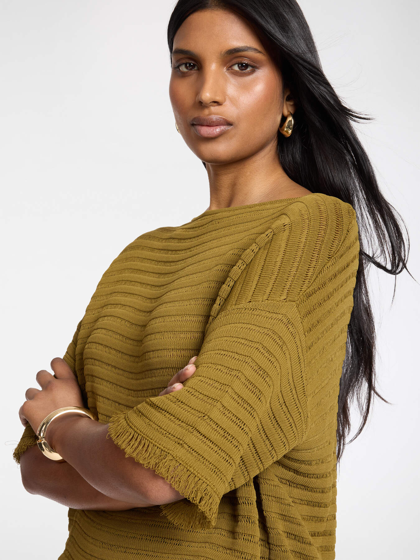 Striped openwork sweater image number 3
