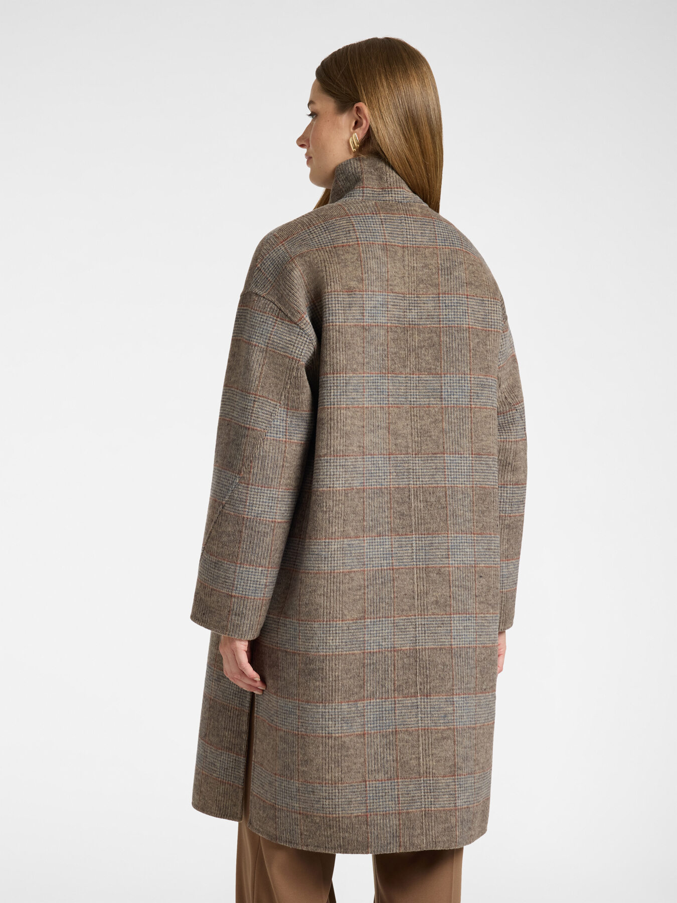 Cappotto misto lana check asimmetrico image number 1