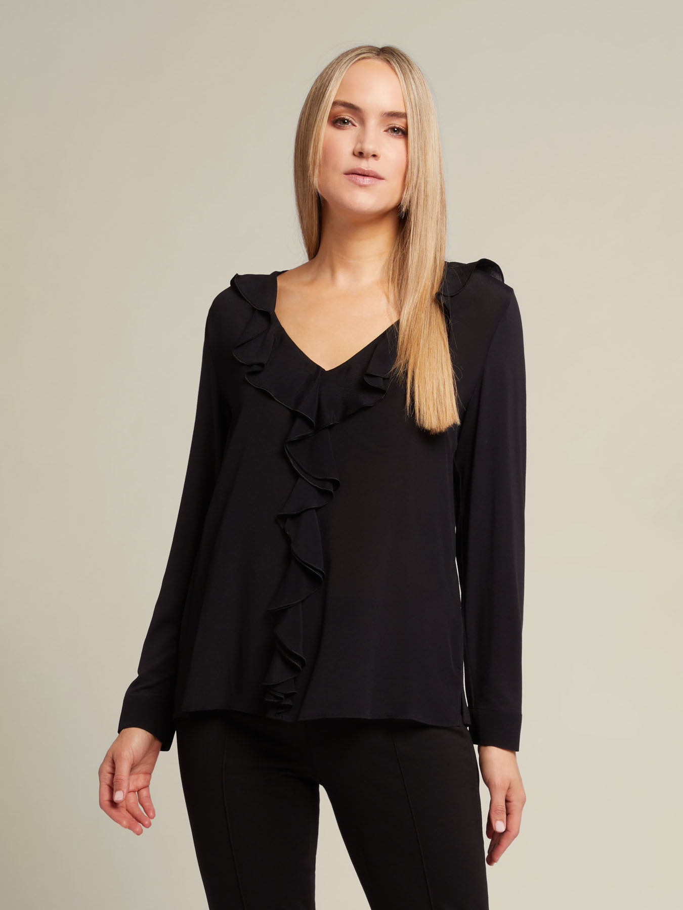 Bluse aus Bio-Viskose mit Volant image number 0