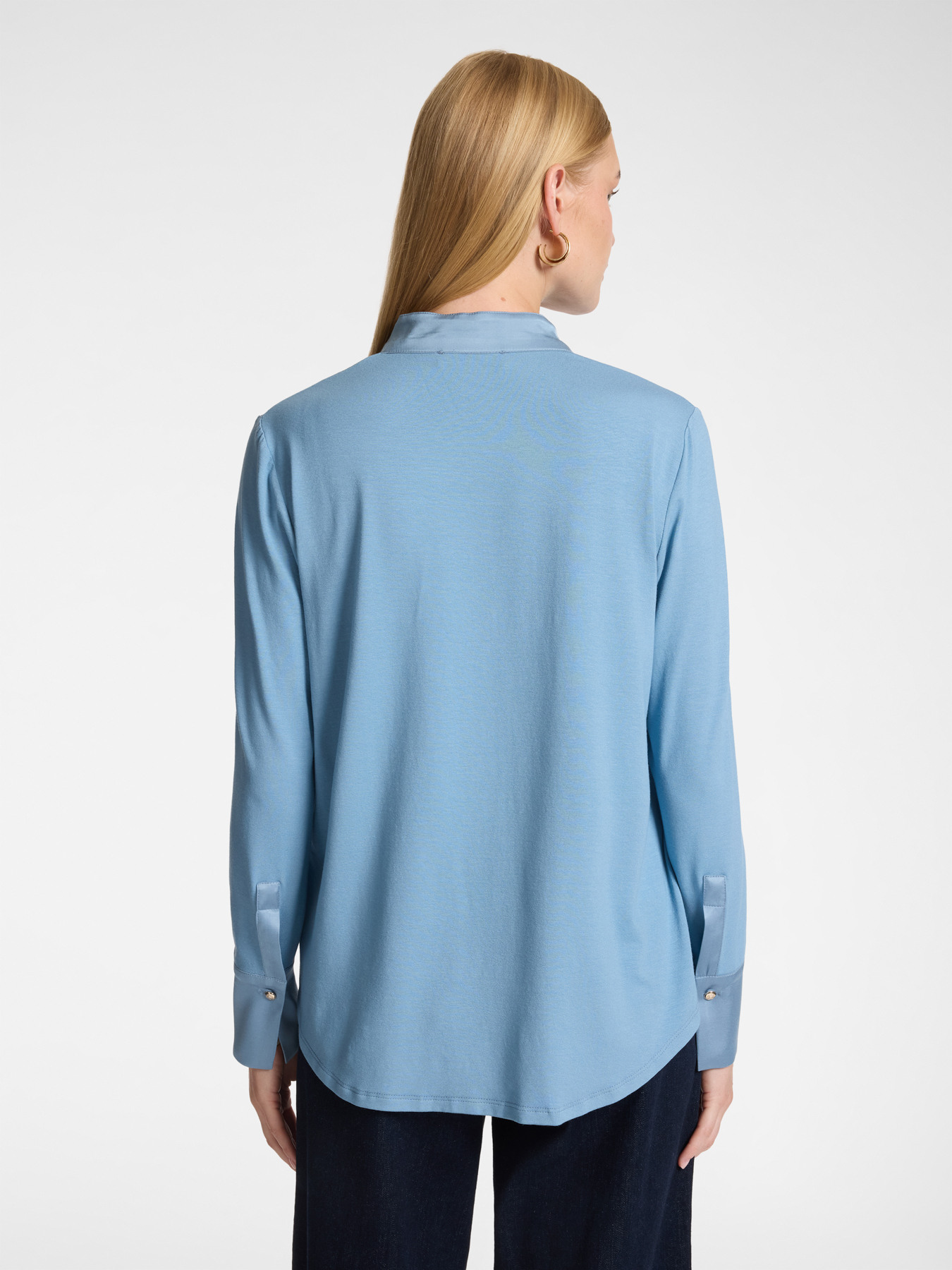 Viscose T-shirt with mandarin collar image number 1