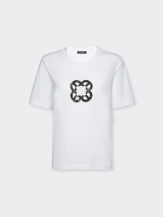 T-shirt coupe d&eacute;contract&eacute;e avec broderie monogramme