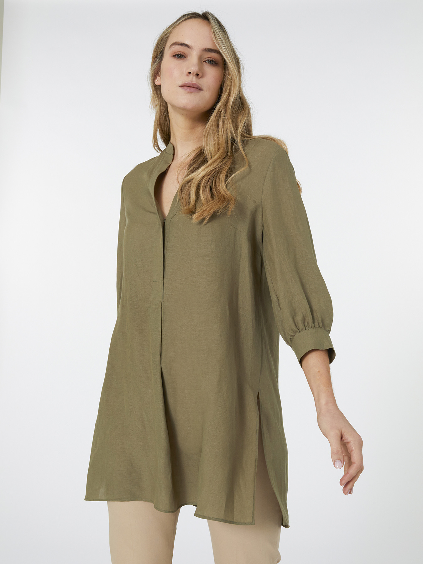 Blusa larga de lino y lyocell image number 2