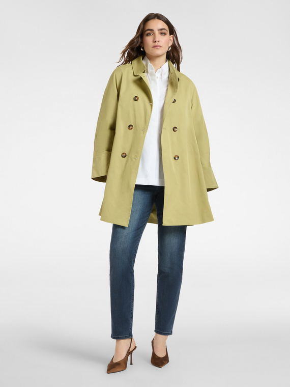 Double-breasted gabardine trench coat