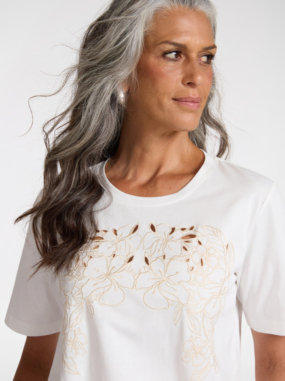 T-Shirt mit Blumenstickerei