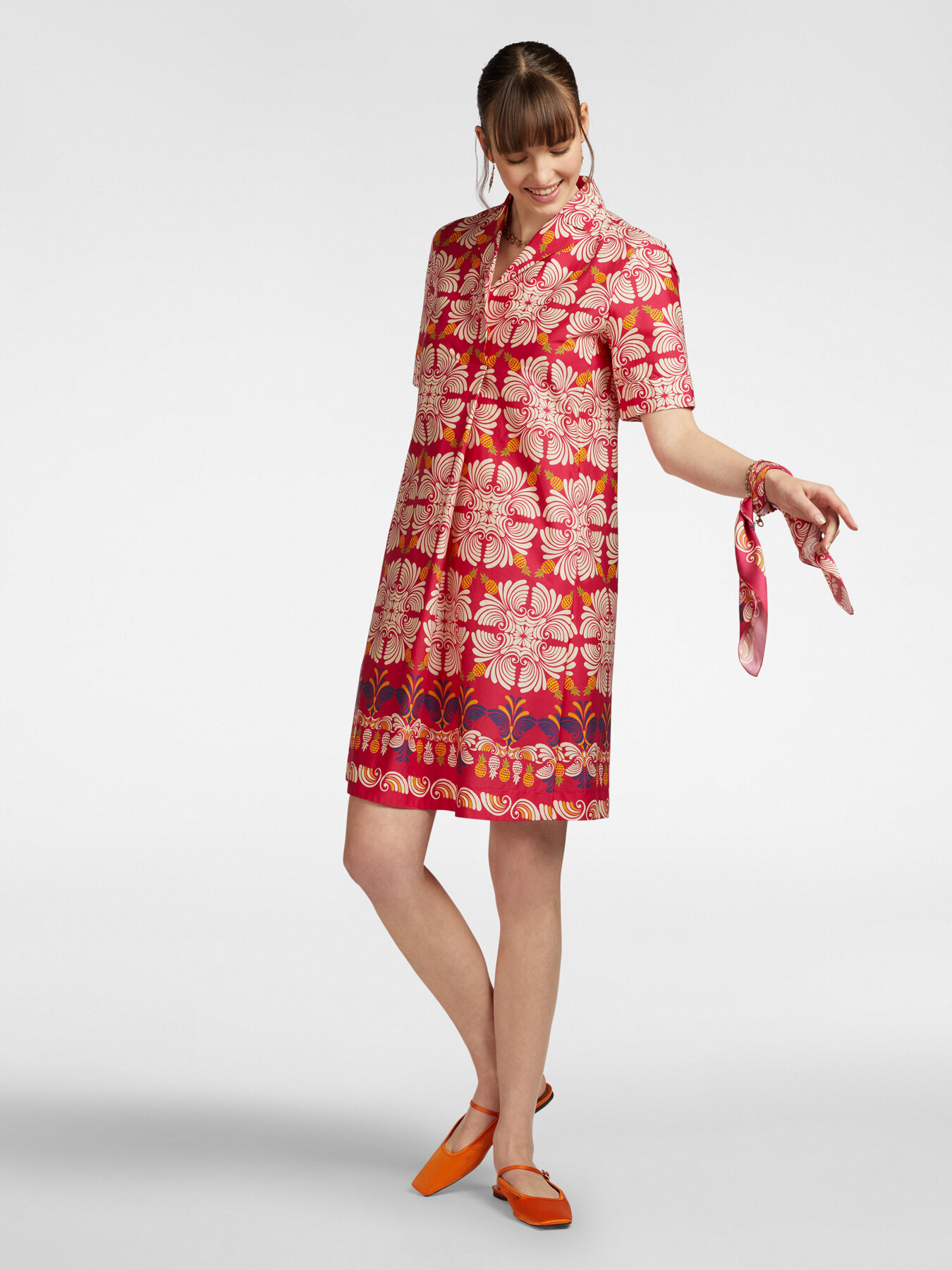 Abito stampato in cotone stretch image number 2