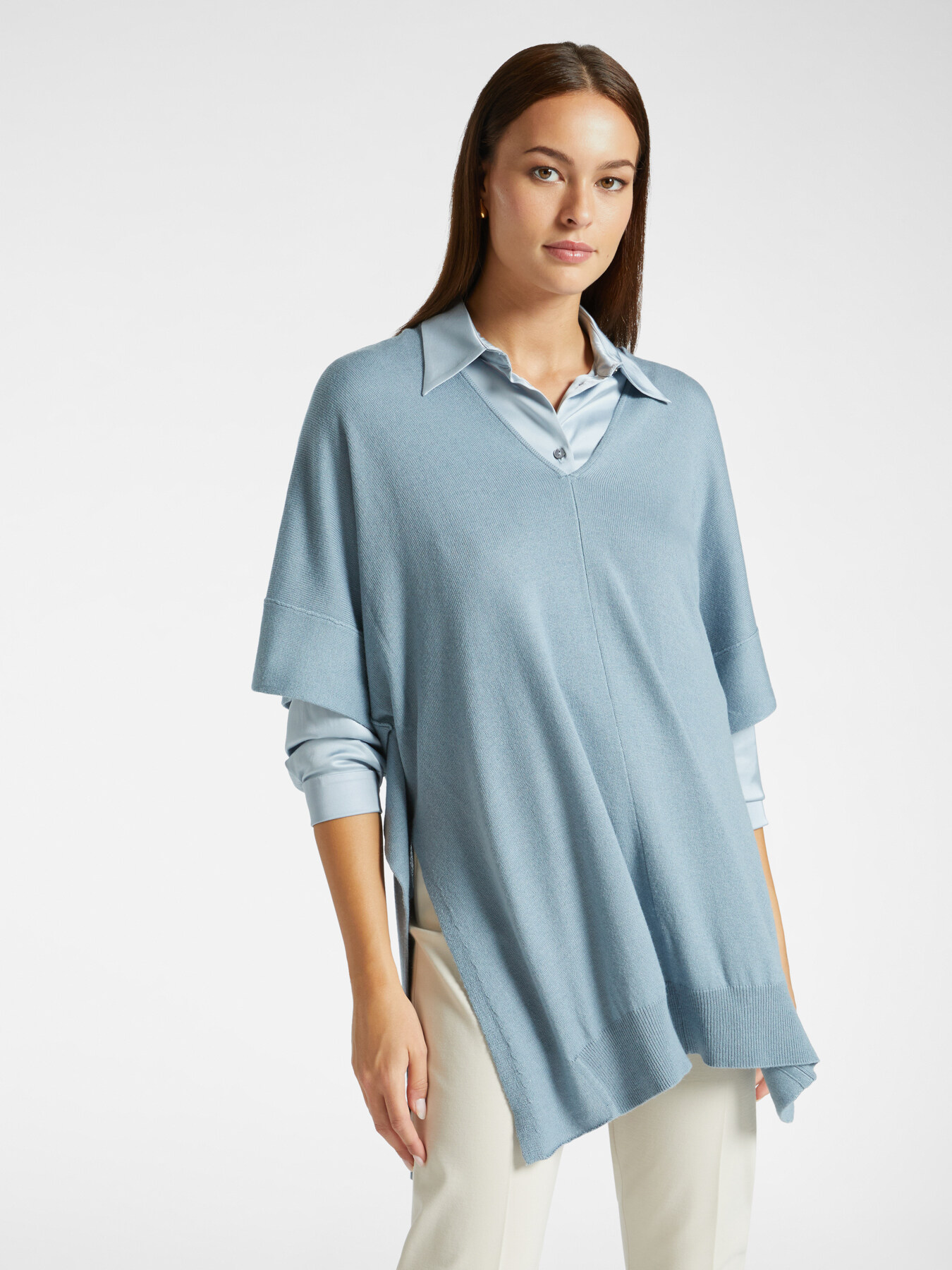 Cape en fil de cachemire m&eacute;lang&eacute; image number 0