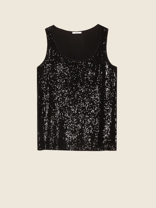 Elenamiro&nbsp;: Top avec devant en paillettes Noir_1