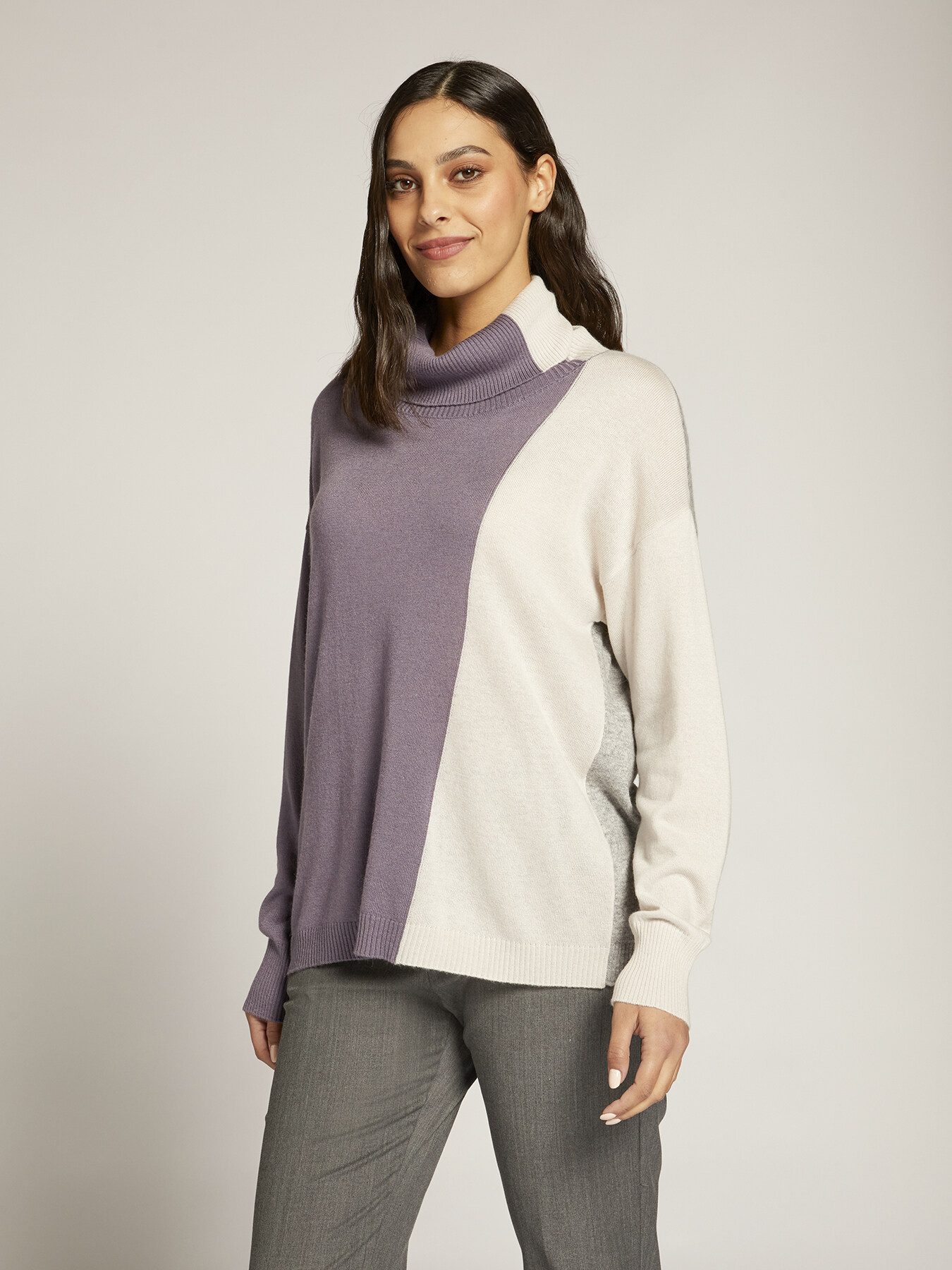 Suéter de mistura de cashmere color block image number 0