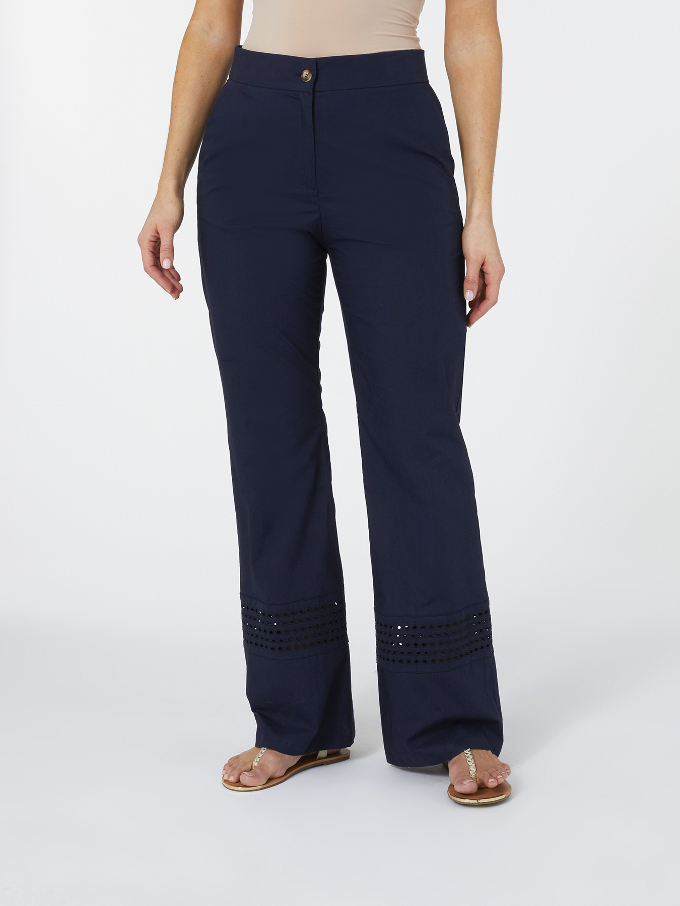 Pantaloni flare con inserto in pizzo image number 2