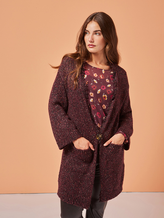 Elenamiro: Maxi cardigan estampado Roxo_1