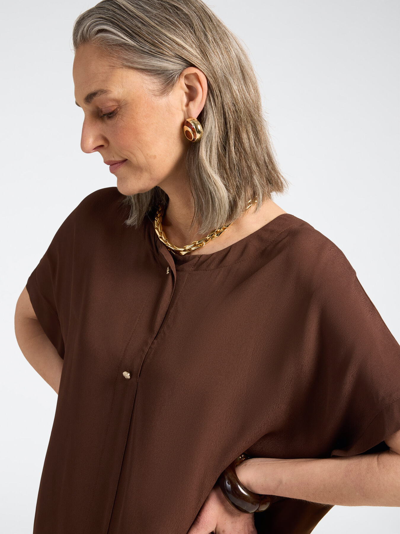 T-Shirt mit Kimono-&Auml;rmeln und Schmuckkn&ouml;pfen image number 3