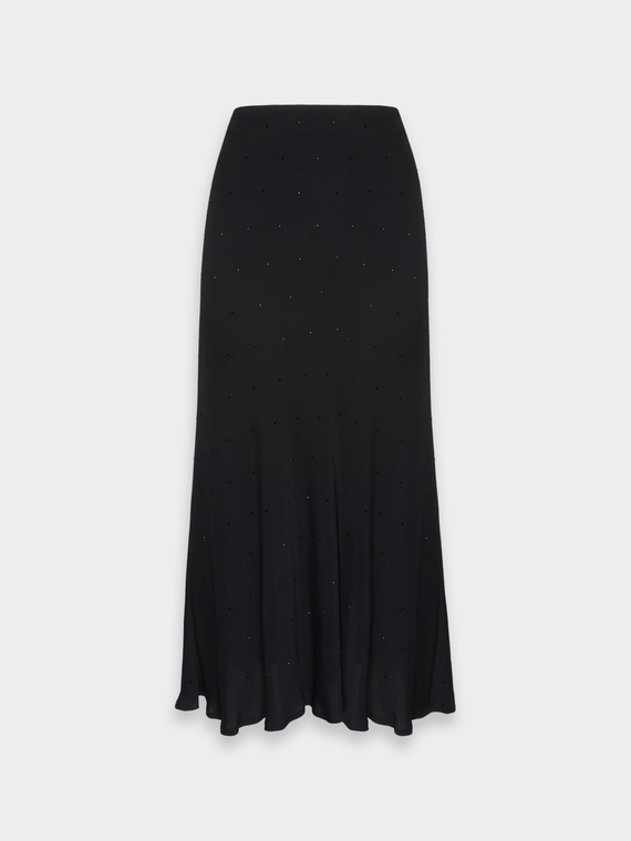 Long A-line skirt in embroidered viscose