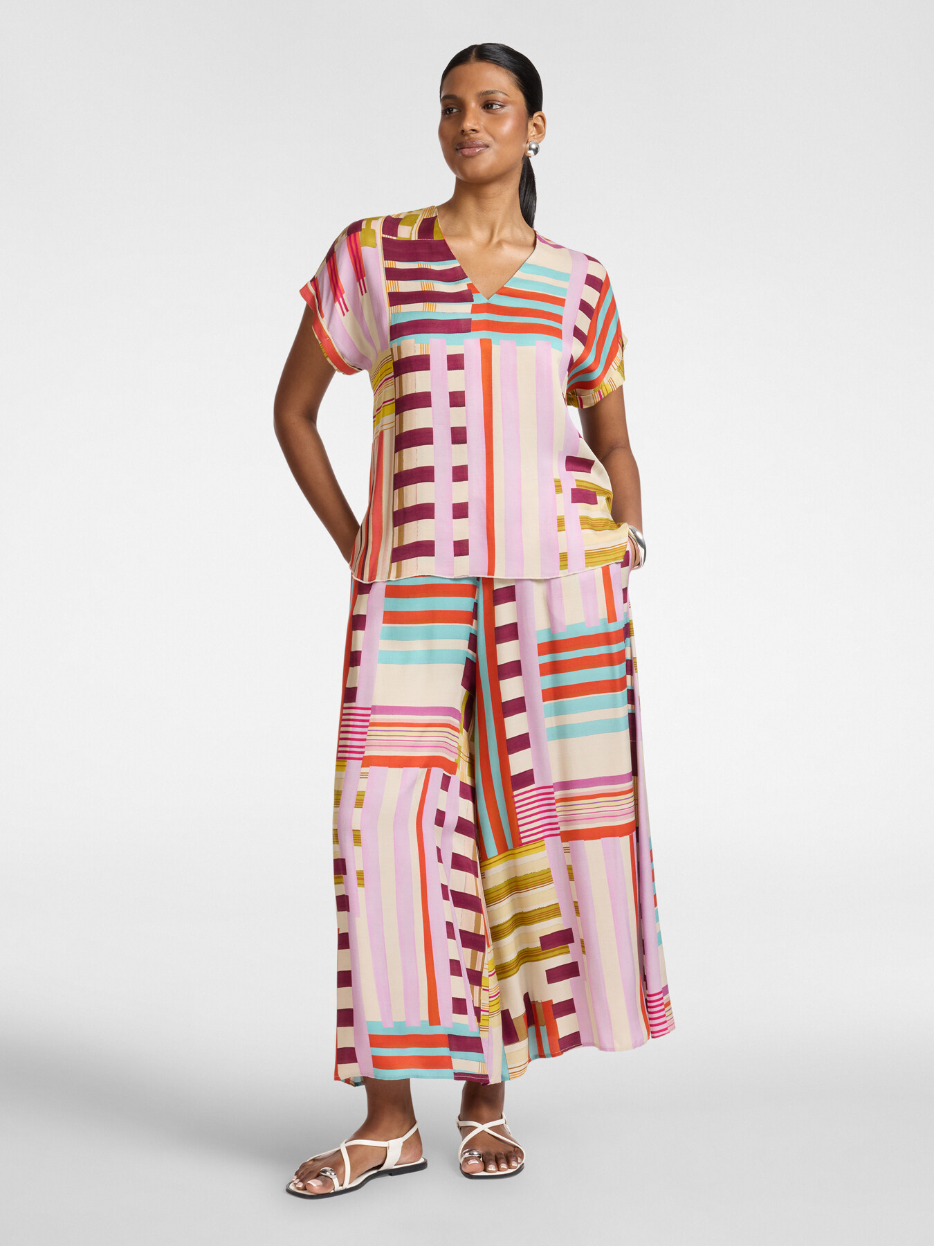 Printed satin palazzo pants image number 0