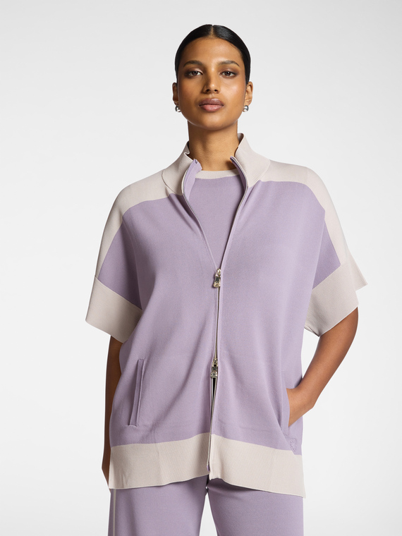 Short sleeve viscose blend cardigan
