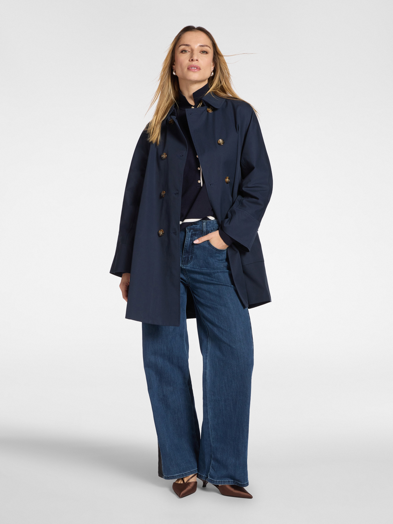 Double-breasted gabardine trench coat image number 2