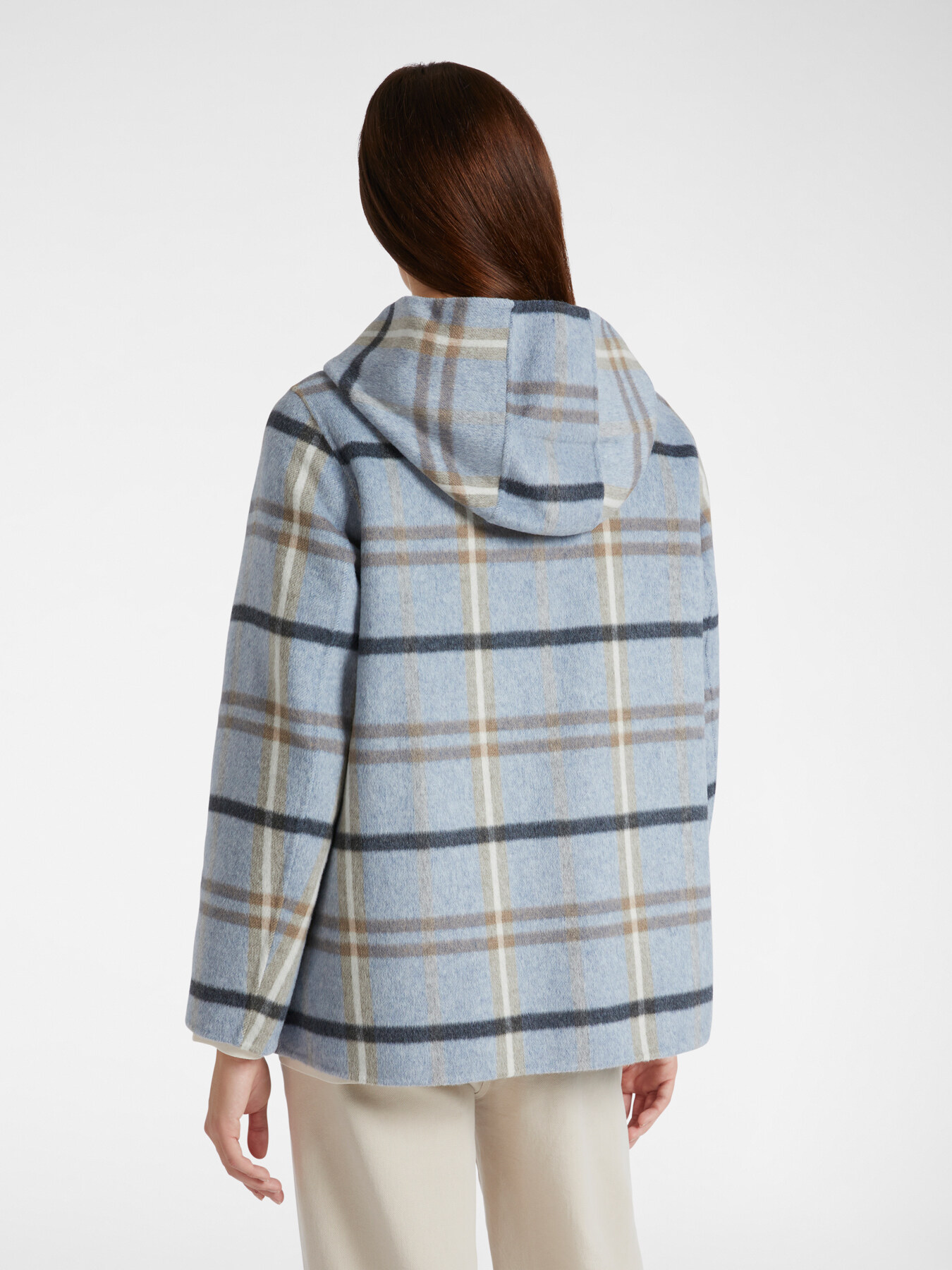 Short coat in double check fabric image number 1