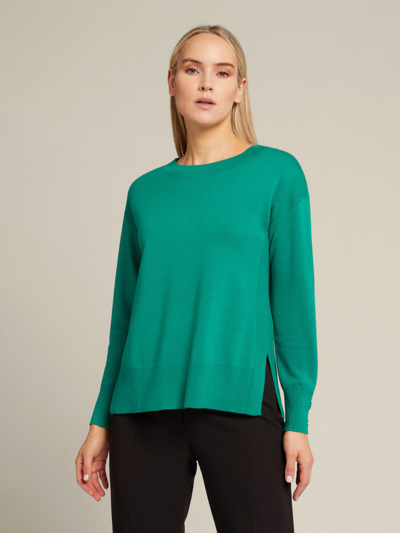 Double sweater in viscose and soft touch sustainable wool image number 2