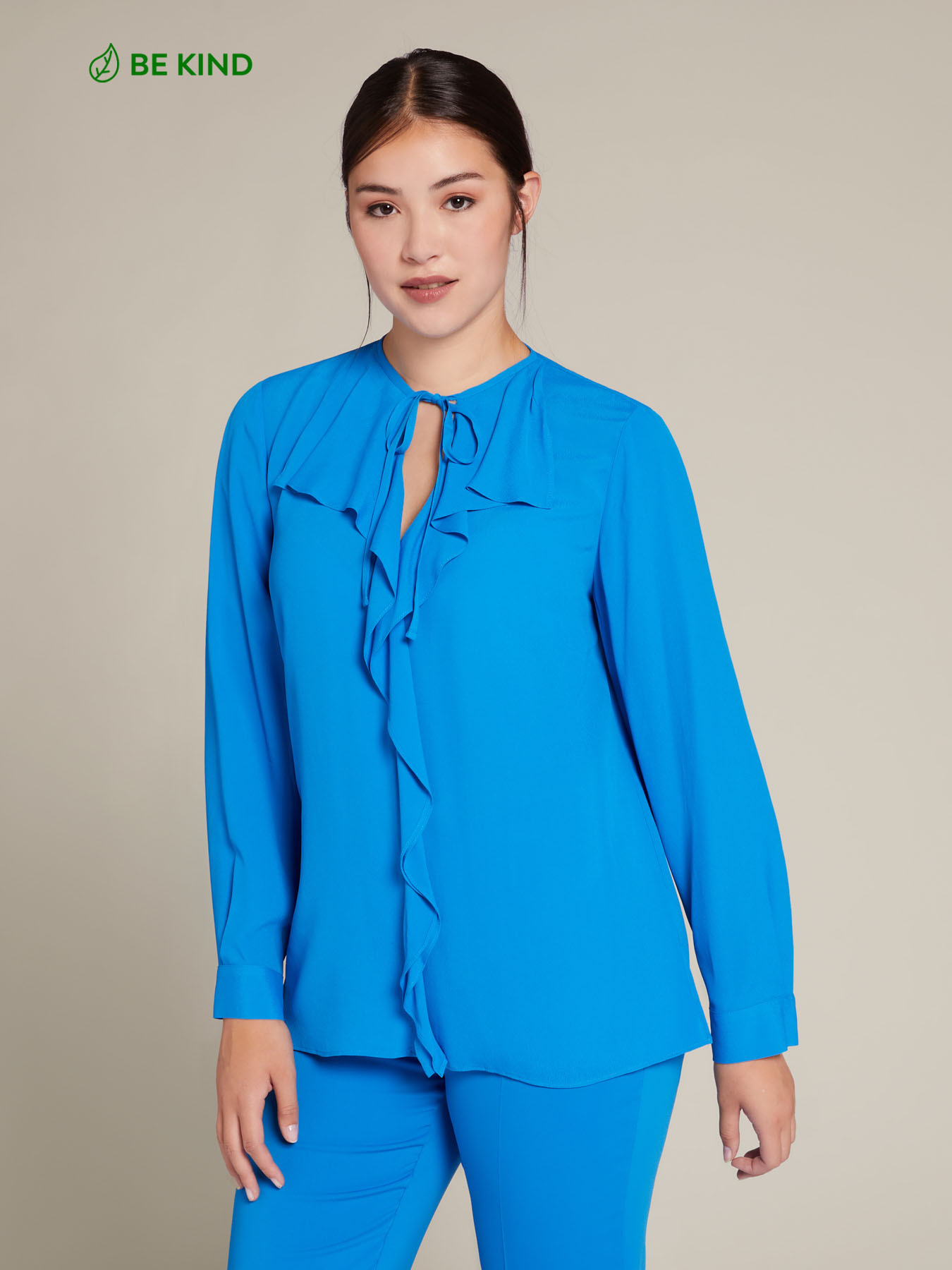 Blouse with ruffle and bow image number 0