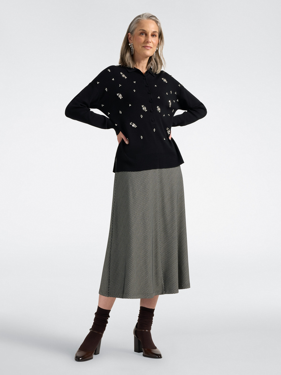 Jupe trap&egrave;ze jacquard Vichy