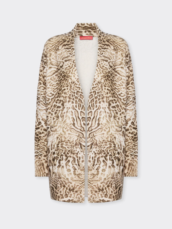 Long cardigan animalier