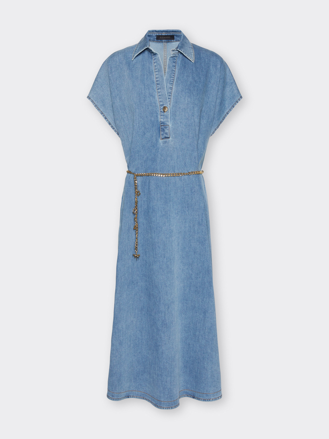 Denim dress with belt image number 4
